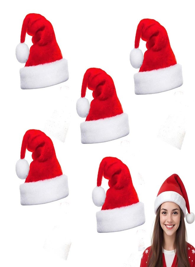 SAI PRASEEDA قبعات سانتا المخملية الناعمة من ساي براسيدا لعيد الميلاد - عبوة من 5 قطع | لون أحمر وأبيض | قبعة عيد الميلاد الكلاسيكية للأطفال والكبار، للحفلات والمدرسة واحتفالات الأعياد BIVCTH2 - Image 1